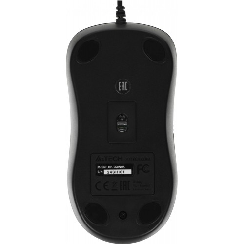 Мышь A4Tech OP-560NUS черная оптическая 1200dpi с тихими кнопками и USB подключением