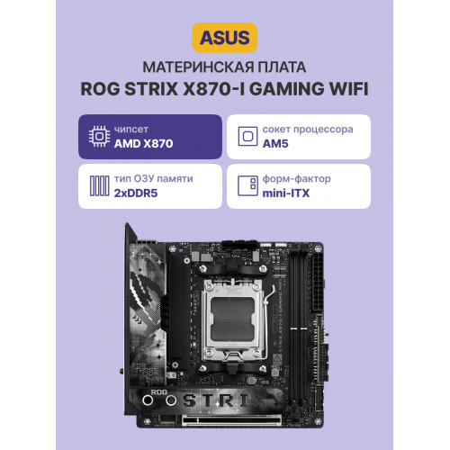 Материнская плата ROG STRIX X870-I GAMING WIFI: Высокая производительность для геймеров и энтузиастов.