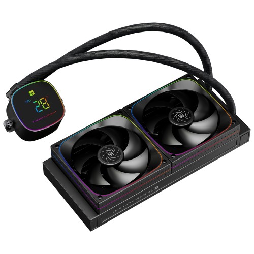 Система жидкостного охлаждения/ Water Cooling System Thermalright Frozen Horizon 240 Digital (240mm, LED temp., Black, ARGB/ Fans: 2x120mm, 68.9CFM, 28.2dBA, 2000RPM/ Pump height 53.2mm, Rad thickness 27mm/ S: 1700, 1200, 1851, 115X, AM5, AM4) Thermalrigh