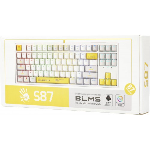 Клавиатура A4Tech Bloody S87 Energy механическая белый/желтый USB for gamer LED (S87 USB ENERGY WHITE)