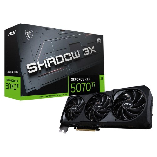 Купить видеокарту MSI RTX 5070 TI 16G SHADOW 3X OC - Высокопроизводительная NVIDIA GeForce с GDDR7, 256 бит и 4 выходами для подключения