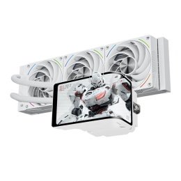 Водяное охлаждение для процессора/ Water Cooling System Thermalright Wonder Vision 360 Turbo (360mm, LED, White, ARGB/ Fans: 3x120mm, 120.38CFM, 44.7dBA, 3000RPM/ Pump height 107mm, 6400RPM, Rad thickness 27mm/ S: 1700, 1200, 1851, 115X, 2011, 2066, AM5, 