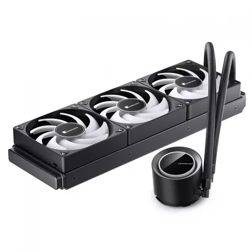 Система жидкостного охлаждения/ Water Cooling System JONSBO TG-360 Black (300W, 360mm, Black, ARGB/ Fans: 3x120mm, 66.19CFM, 35.4dBA, 1800RPM/ Pump height 72mm, 30dBA, 2400RPM, Rad thickness 27mm/ S: 1700, 1200, 115X, AM5, AM4) JONSBO