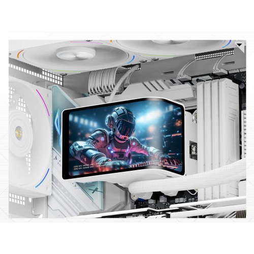 Водяное охлаждение для процессора/ Water Cooling System Thermalright Wonder Vision 360 Turbo (360mm, LED, White, ARGB/ Fans: 3x120mm, 120.38CFM, 44.7dBA, 3000RPM/ Pump height 107mm, 6400RPM, Rad thickness 27mm/ S: 1700, 1200, 1851, 115X, 2011, 2066, AM5, 