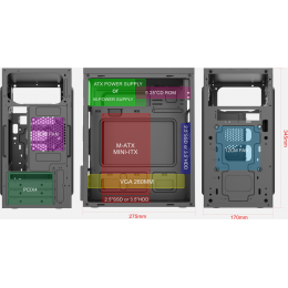 Корпус с блоком питания 450Вт./ Case Forza mATX, 450W, 2xUSB3.0, Black, w/o FAN, 12 cm fan PSU, power cord