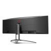 AOC AG493UCX2 49'', Curved, 5120x1440, VA, 165hz, 80M:1, 400cd, 1ms, 3xHDMI 2.0, DP 1.4, 3xUSB 3.2, Type-C 65W, Speakers, H. adj 100mm, 3Y, Black AOC