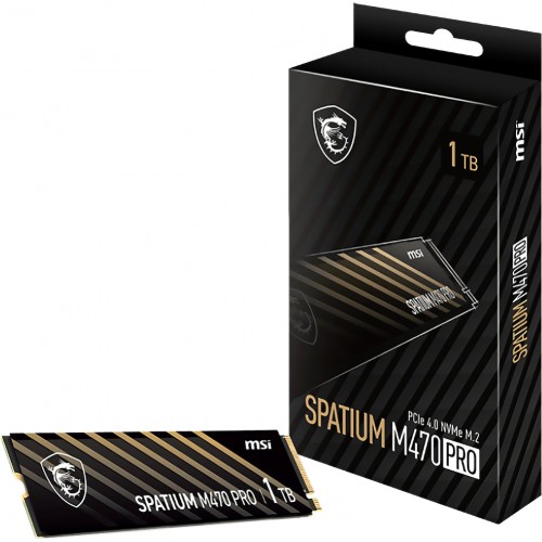 MSI SSD SPATIUM M470 Pro, 1000GB, M.2(22x80mm), NVMe, PCIe 4.0 x4, 3D TLC, R/W 6000/4500, IOPs 950 000/950 000, TBW 320, DWPD 0.2 (5 лет) MSI