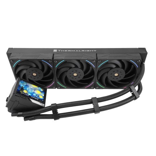 Водяное охлаждение для процессора/ Water Cooling System Thermalright Mjolnir Vision 360 (360mm, LED, Black, ARGB/ Fans: 3x120mm, 69CFM, 27dBA, 2150RPM/ Pump height 65mm, Rad thickness 27mm/ S: 1700, 1200, 1851, 115X, 2011, 2066, AM5, AM4) Thermalright