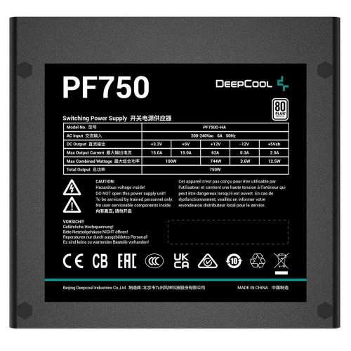 Блок питания Deepcool ATX 750W PF750 80+ White с APFC и 6xSATA - Надежное решение для вашего компьютера