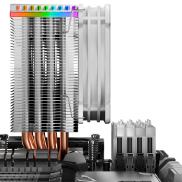 Кулер для процессора/ CPU Cooler JONSBO CR-1400 ARGB (160W, 4-pin PWM, 126mm, Al/Cu, 4x6mm, ARGB, 1x92mm, 36.0CFM, 30.5dBA, 2300RPM, S: 1700/1200/115X, AM4/AM5 White)