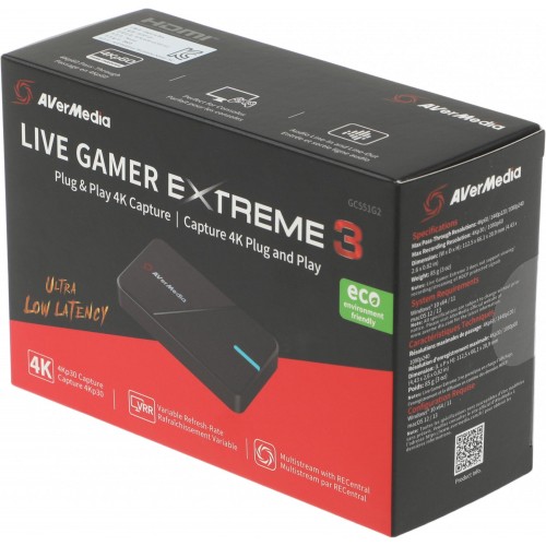 Карта видеозахвата Avermedia Live Gamer Extreme 3 GC551G2 - Внешний USB 3.1 для Профессиональной Записи Игрового Процесса