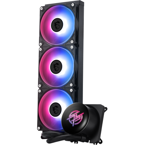 Система жидкостного охлаждения/ Water Cooling System MSI MPG CORELIQUID P13 360 (300W, 360mm, LED, Black, ARGB/ Fans: 3x120mm, 64.89CFM, 2050RPM/ Pump 20dBA, 3400RPM, Rad thickness 27mm/ S: 1851, 1700, AM5, AM4) MSI
