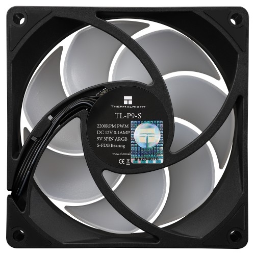 Кулер для корпуса/ Case Cooler Thermalright TL-P9-S (92x92x25mm, 4-pin PWM, ARGB, 32.77CFM, 23.85dBA, 2200RPM, Black)