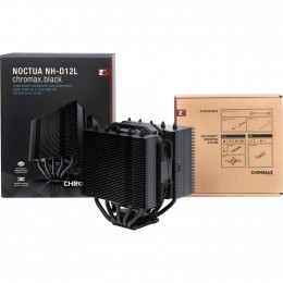 Кулер для процессора/ CPU Cooler Noctua NH-D12L chromax.black (148W, 4-pin PWM, 145mm, Al/Cu, 5x6mm, 1x120mm, 60.1CFM, 22.6dBA, 2000RPM, S: 1851/1700/1200/115X, AM5/AM4, Black)