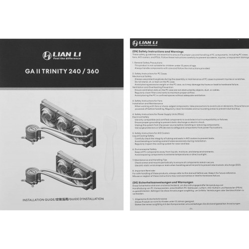 Система водяного охлаждения Lian-Li Galahad II Trinity 360 ARGB Soc-AM5/AM4/1200/1700/1851 белый30dB Al+Cu Ret (G89.GA2T36W.00) [G89.GA2T36W.00]