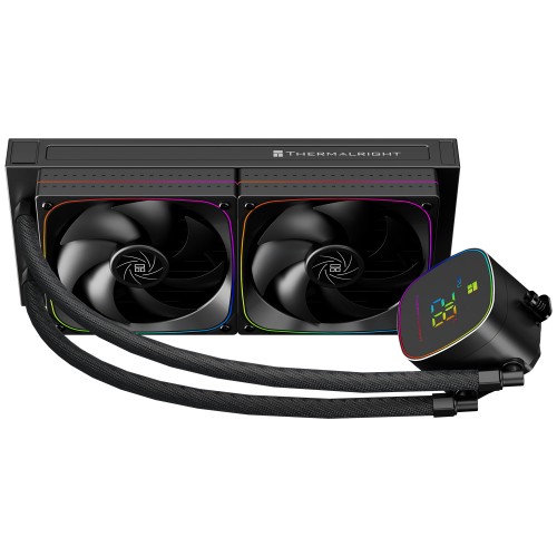 Система жидкостного охлаждения/ Water Cooling System Thermalright Frozen Horizon 240 Digital (240mm, LED temp., Black, ARGB/ Fans: 2x120mm, 68.9CFM, 28.2dBA, 2000RPM/ Pump height 53.2mm, Rad thickness 27mm/ S: 1700, 1200, 1851, 115X, AM5, AM4) Thermalrigh
