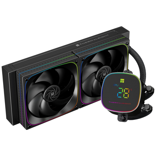 Система жидкостного охлаждения/ Water Cooling System Thermalright Frozen Horizon 240 Digital (240mm, LED temp., Black, ARGB/ Fans: 2x120mm, 68.9CFM, 28.2dBA, 2000RPM/ Pump height 53.2mm, Rad thickness 27mm/ S: 1700, 1200, 1851, 115X, AM5, AM4) Thermalrigh