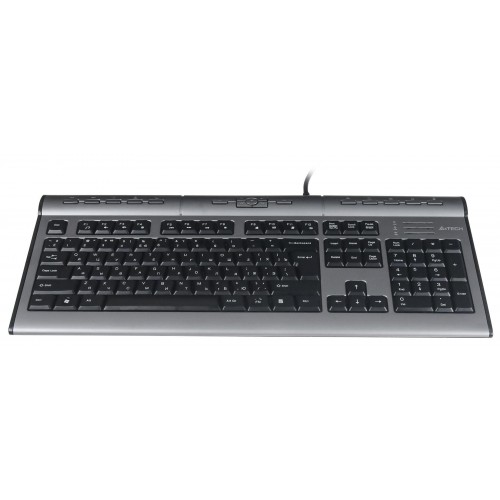 Клавиатура A4Tech KLS-7MUU USB Slim Multimedia: Серебристый/Черный, 1.5м кабель