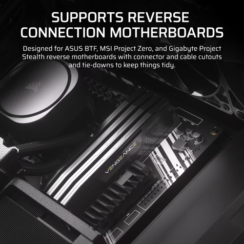 Корпус Corsair Frame 4000D RS ARGB - Midi-Tower без блока питания с RGB подсветкой, 3 вентилятора 120mm, поддержка E-ATX/ATX/mATX/mITX, черный