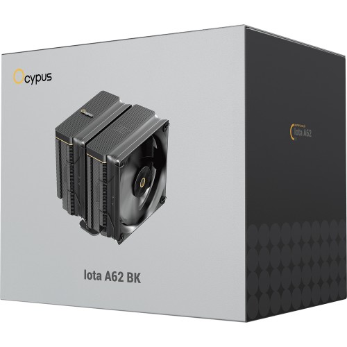 Кулер для процессора Ocypus Iota A62 BK: 260W, 4-pin PWM, LED, 158mm, Al/Cu, 120mm вентиляторы, AM5/AM4, черный