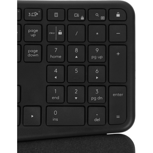 Клавиатура Logitech K860 черная беспроводная с подставкой для запястий - Эргономичный мультимедийный USB/Bluetooth (920-010359)