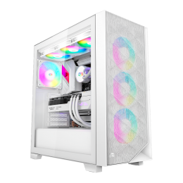 Корпус без блока питания/ Case PCCooler C3D510 WH ARGB, Midi-Tower, TG, Mesh, 3x120mm ARGB, 2xUSB-A 3.0, E-ATX, ATX, mATX, mITX White