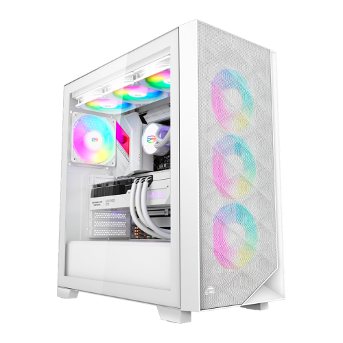 Корпус без блока питания/ Case PCCooler C3D510 WH ARGB, Midi-Tower, TG, Mesh, 3x120mm ARGB, 2xUSB-A 3.0, E-ATX, ATX, mATX, mITX White PcCooler