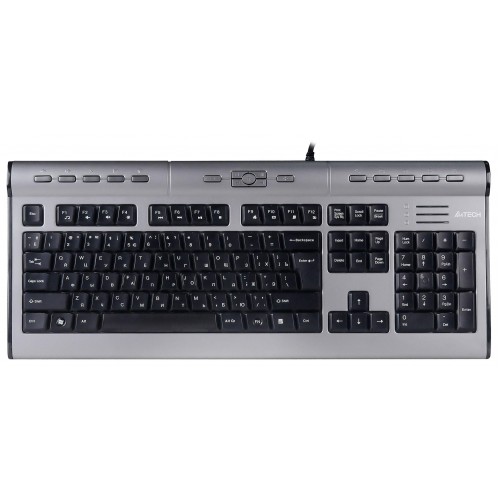 Клавиатура A4Tech KLS-7MUU USB Slim Multimedia: Серебристый/Черный, 1.5м кабель