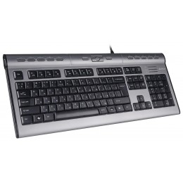 Клавиатура A4Tech KLS-7MUU серебристый/черный USB slim Multimedia (KLS-7MUU USB) кабель 1.5м