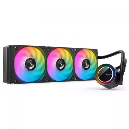 Система жидкостного охлаждения/ Water Cooling System JONSBO TG-360 Black (300W, 360mm, Black, ARGB/ Fans: 3x120mm, 66.19CFM, 35.4dBA, 1800RPM/ Pump height 72mm, 30dBA, 2400RPM, Rad thickness 27mm/ S: 1700, 1200, 115X, AM5, AM4) JONSBO