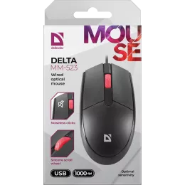 Defender Проводная оптическая мышь Delta MM-523 черн,3D,бесшумная,1,8м,1000dpi