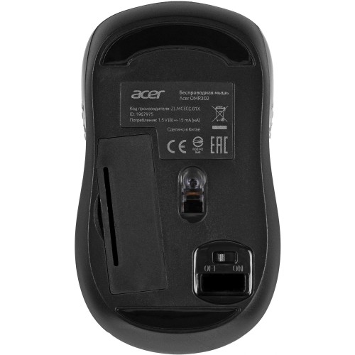 Мышь Acer OMR302 черный оптическая 1200dpi беспров. USB 3but (ZL.MCECC.01X)