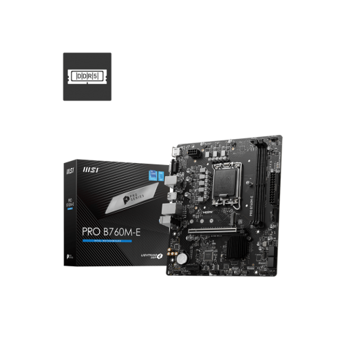 Материнская плата/ MB MSI INTEL B760 s1700, 2xDDR5(128GB), D-SUB/HDMI 1.4, 1xPCIe 4.0x16, 1xPCIe 3.0, 1xLAN, 4xSATA 6Gb/s, 1xM.2, 2xUSB 3.2, 4xUSB 2.0, 1xPS/2, mATX