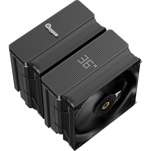 Кулер для процессора Ocypus Iota A62 BK: 260W, 4-pin PWM, LED, 158mm, Al/Cu, 120mm вентиляторы, AM5/AM4, черный