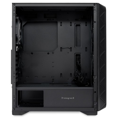 Корпус без блока питания/ Case HSPD M521, Mesh Mid Tower, Black, slide TG, 0.45 SPCC, 4x120mm ARGB (M11-120) ATX, mATX, mITX 160/330/184mm 2x2.5", -, 7xPCI 2xUSB-A 3.0, 1xUSB-A 1.0 390x200x449mm HSPD