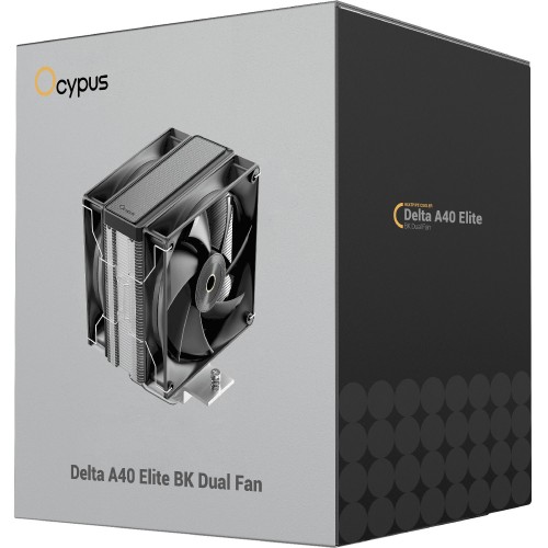 Кулер для процессора Ocypus Delta A40 Elite BK с двойным вентилятором: мощность 220W, низкий уровень шума 29dBA, совместимость с AM5/AM4