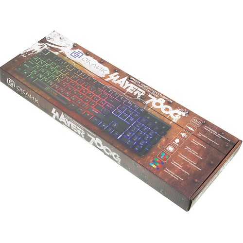 Клавиатура Оклик 780G SLAYER черная USB для геймеров с LED подсветкой и кабелем 1.5м
