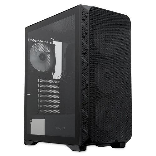 Корпус без блока питания/ Case HSPD M521, Mesh Mid Tower, Black, slide TG, 0.45 SPCC, 4x120mm ARGB (M11-120) ATX, mATX, mITX 160/330/184mm 2x2.5", -, 7xPCI 2xUSB-A 3.0, 1xUSB-A 1.0 390x200x449mm HSPD