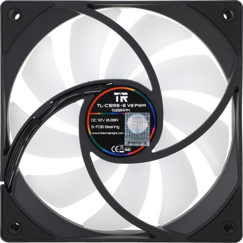 Кулер для корпуса/ Case Cooler Thermalright TL-C12RB-S V2 Reverse (120x120x25mm, 4-pin PWM, ARGB, 58CFM, 25.6dBA, 1500RPM, Black) Thermalright