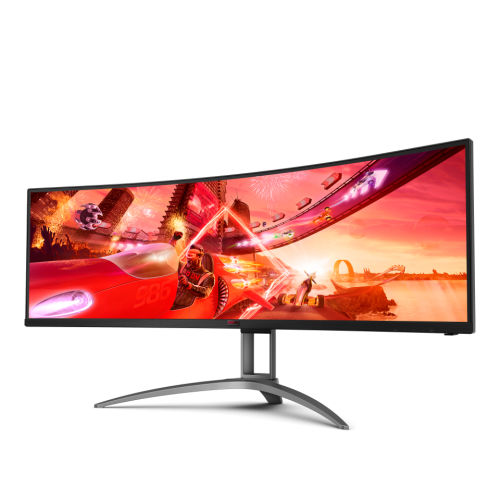 AOC AG493UCX2 49'', Curved, 5120x1440, VA, 165hz, 80M:1, 400cd, 1ms, 3xHDMI 2.0, DP 1.4, 3xUSB 3.2, Type-C 65W, Speakers, H. adj 100mm, 3Y, Black AOC