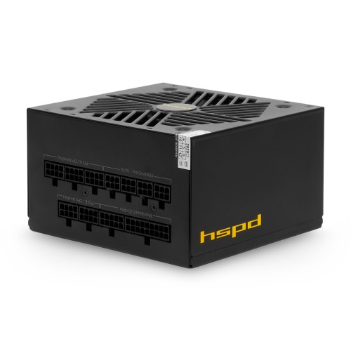 Блок питания/ Power Supply HSPD, 750W 80+ Gold (ATX, 2.52, Full modular, 1x24(20+4)pin mesh 550mm, 1xCPU*2 8(4+4)pin 650+150mm, 2xPCIe*2 8(6+2)pin 500+150mm, 2xSATA*3 450+150+150mm, 1xMOLEX4pin*3 450+150+150mm , Active, 120x120mm, 150x140x86mm, APFC, OVP,