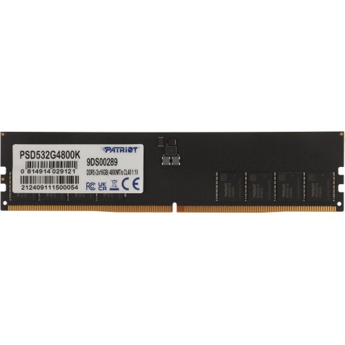 Память DDR5 32ГБ (2x16ГБ) 4800MHz Patriot PSD532G4800K для игрового ПК - Высокая производительность и надежность