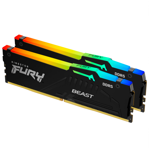 Купить оперативную память Kingston 16GB DDR5 5600MT/s CL36 DIMM (2x8GB) FURY Beast RGB EXPO - Высокая производительность для геймеров