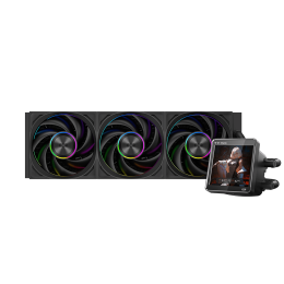 Система охлаждения/ Water Cooling System PCCooler DT360 ARGB Display BK (300W, 360mm, LED temp., Black, ARGB/ Fans: 3x120mm, 83.83CFM, 3000RPM/ Pump height 62mm, 15dBA, 2600RPM, Rad thickness 27mm/ S: 1851, 1700, 1200, 115X, AM5, AM4)
