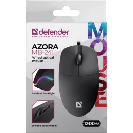 Defender Проводная оптическая мышь Azora MB-241 черн,3D,1200dpi,1,8м