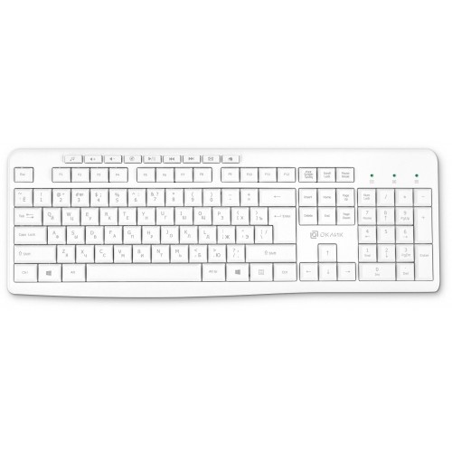 Клавиатура Оклик K225W белая USB беспроводная мультимедийная - идеальный выбор для вашего компьютера