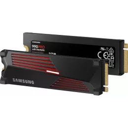 Твердотельный накопитель/ Samsung SSD 990 PRO, 2000GB, M.2(22x80mm), NVMe 2.0, PCIe 4.0 x4, V-NAND TLC, R/W 7450/6900MB/s, IOPs 1 400 000/1 550 000, DRAM buffer 2048MB, TBW 1200, DWPD 0.33, with Heatsink (12 мес.)