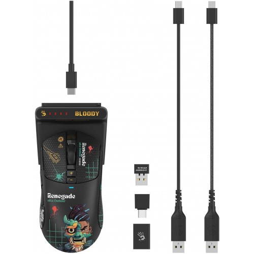 Мышь A4Tech Bloody R72 Ultra Duo черный/рисунок оптическая 20000dpi беспров. USB/USB-C 6but (R72 ULTRA DUO RENEGADEMIDNIGHT)