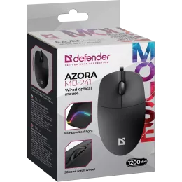 Defender Проводная оптическая мышь Azora MB-241 черн,3D,1200dpi,1,8м