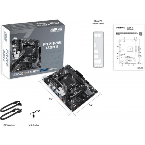 Материнская плата Asus PRIME A520M-R для Soc-AM4 с поддержкой AMD A520, 2xDDR4, mATX, 8ch звук и HDMI